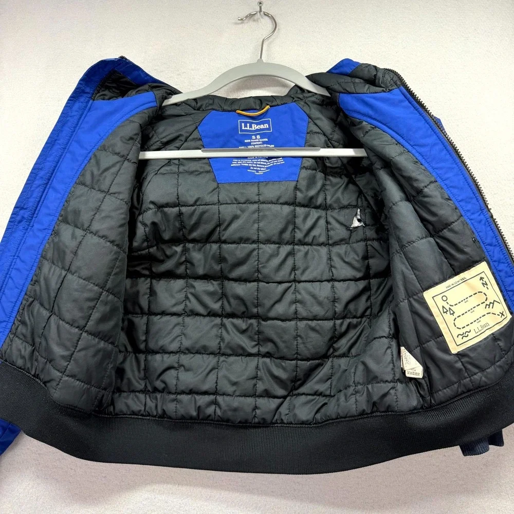 L.L.‎ Bean Warm-Up Insulated Jacket Kids S8 Blue Black Outerwear Hooded Full Zip